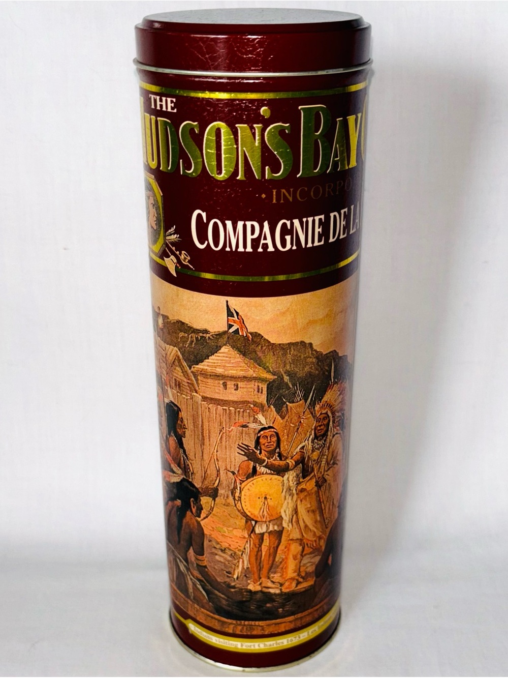 Vintage Hudson’s Bay Company Historic Fort Charles 1673 Art Biscuit Tin HBC